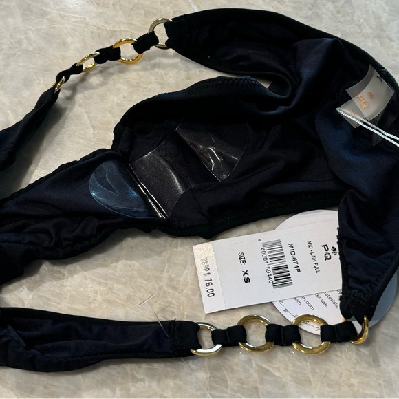 NWT Pilyq Black Gold Link Bikini Swim Bottoms Size XS Style Full‎ - Picture 7 of 9